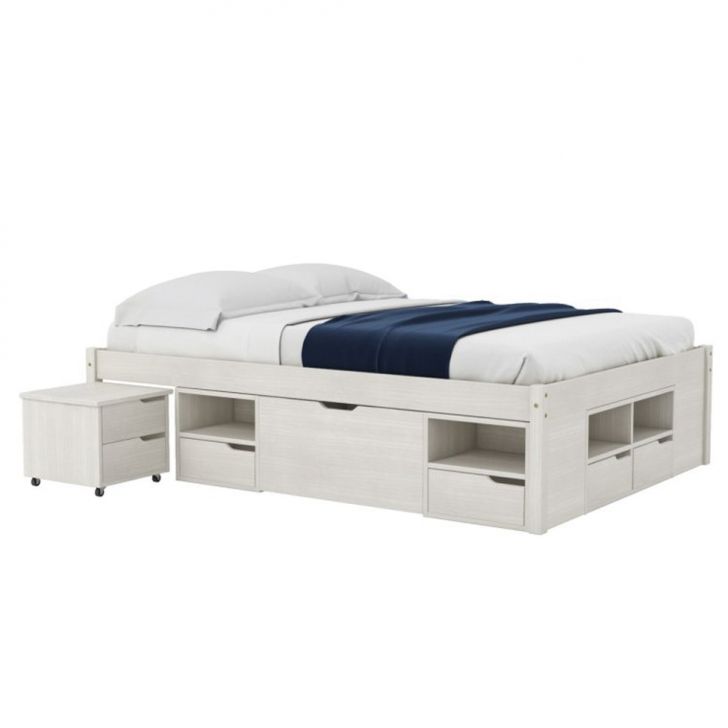 Cama Casal Kiara Madeira Maciça Branca