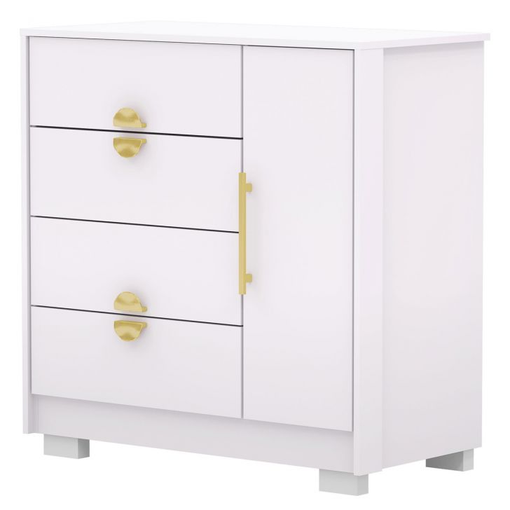 Cômoda Para Quarto 93cm Com 1 Porta Ilha Bela Flex Branco - Vila Rica