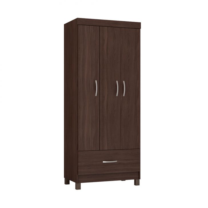 Guarda-roupa Solteiro Prince 3 Portas 1 Gaveta Café