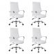 Conjunto com 4 Cadeiras de Escritório Diretor Giratórias Cleaner Branco