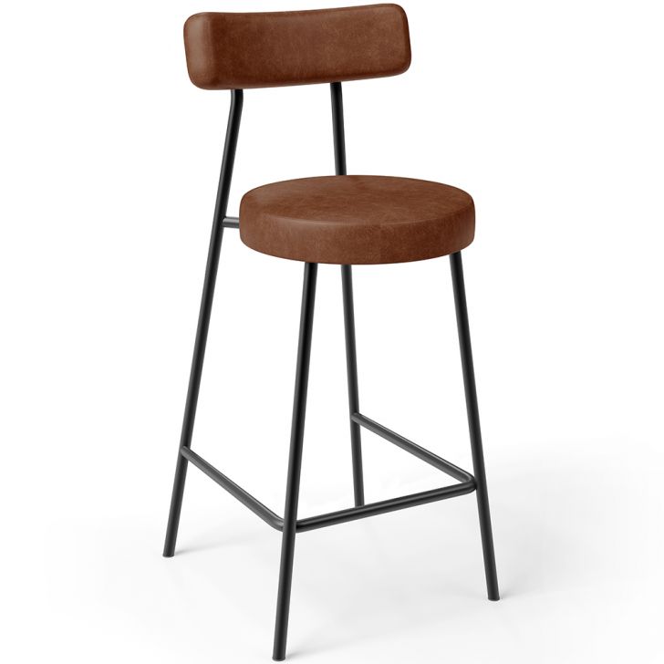 Banqueta Baixa Para Cozinha Sala De Jantar Bar Bancada Milão L02 Couríssimo Marrom - Lyam Decor