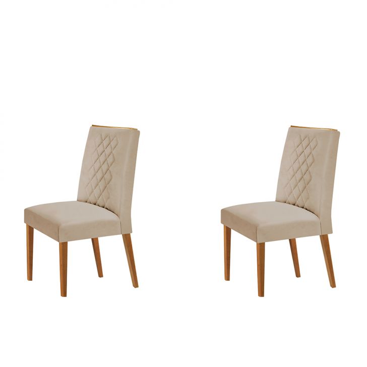 Conjunto com 2 Cadeiras de Jantar Bari Capuccino