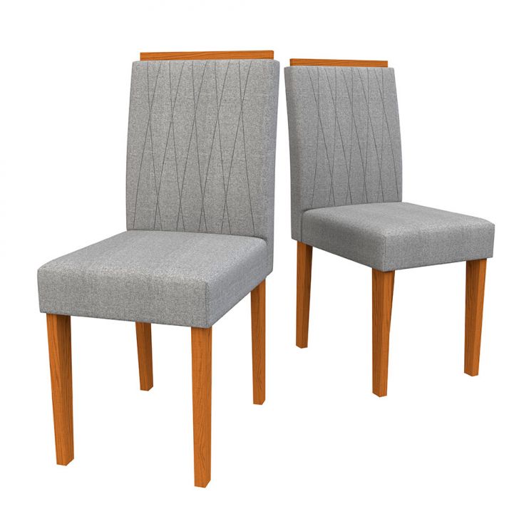 Conjunto com 2 Cadeiras Ana Linho Cinza e Ype