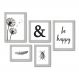 Kit Com 5 Quadros Decorativos - Frase Be Happy - 003kq01b