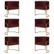 Kit 6 Poltronas Decorativa Sala de Estar Luana Base Gold Suede Bordô - Montanaris Decor