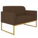 Poltrona Namoradeira 2 Lugares Base Industrial Dourada Maressa S06 Suede Marrom - Ibiza