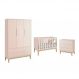 Dormitório Classic 3 Portas e Cômoda 3 Gavetas Rosa com Pés Madeira Natural - Reller Móveis