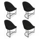 Kit 04 Cadeiras Poltrona de Jantar Bela Suede Preto Base Metálica Industrial Preto - Pallazio