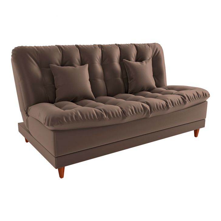 Sofá-Cama Casal 3 Lugares Duda Veludo Marrom