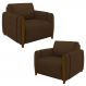 Kit 2 Poltronas Decorativas para Sala de Estar 98cm Amaranto M22 Veludo Marrom - Mpozenato