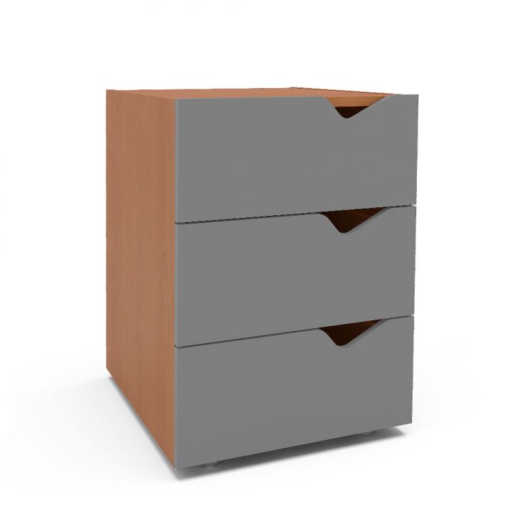 Gaveteiro Porto 3 Gavetas Freijó e Cinza