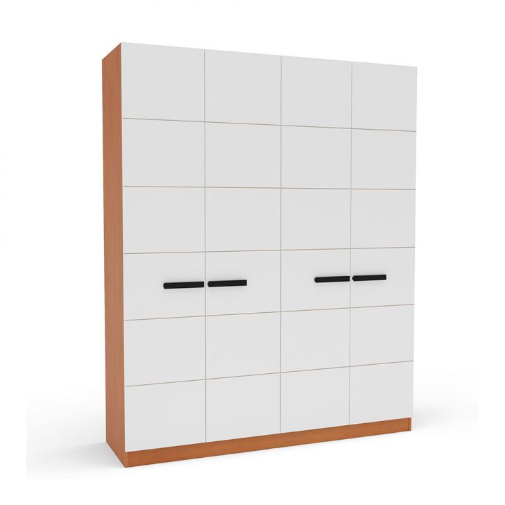 Guarda-roupa Casal Lisboa 4 Portas 4 Gavetas Freijó E Branco