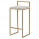 Banqueta Decorativa Jasmine Base Gold Suede Bege G41 - Gran Belo
