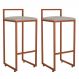 Kit 02 Banquetas Alta Para Cozinha Sala de Jantar Hanna L02 Bronze Linho Bege - Lyam Decor