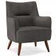 Poltrona Decorativa Fixa Pés de Madeira Isabella D02 Linho Cinza Escuro C-416 - Lyam Decor
