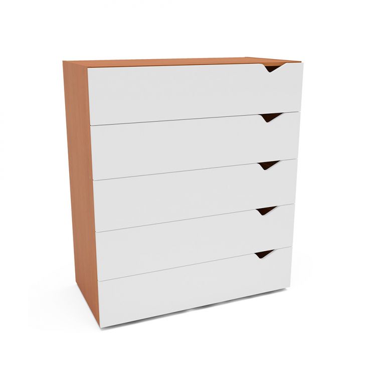 Cômoda Porto 5 Gavetas Branca e Freijó