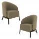 Kit 2 Poltronas Decorativa Sala de Estar kenya Pés em Ferro Veludo Preto/Castor G33 - Gran Belo