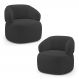 Kit 02 Poltronas Orgânicas Giratória Living Glee Bouclê Grafite - Desk Design