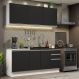 Cozinha Completa Madesa Glamy 180005 com Armário e Balcão (Sem Tampo e Pia) - Branco/Preto