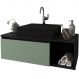 Gabinete de Banheiro 80 cm com Cuba 1 Porta e Nicho Mármore Lunar/Verde Mar