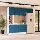 Cozinha Compacta Sem Tampo com Rodapé Meena 8 Portas 3 Gavetas Azul e Branca