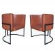 Kit 2 Poltronas Decorativa Sala de Estar Luana Base Preta PU Caramelo - Montanaris Decor