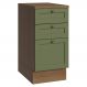 Balcão de Cozinha 40 cm 3 Gavetas Rustic/Verde Vik Madesa
