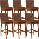 Kit 06 Banquetas Altas Para Cozinha Sala De Jantar Fixa Mila L02 Couríssimo Marrom - Lyam Decor