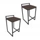 Conjunto 02 Banquetas Pietra Suede Marrom Base Preto D'Rossi