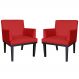 Combo 02 Poltronas Vitória Sala e Recepção Com Base de Madeira Suede Vermelho - DS Estofados
