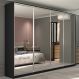 Image of Guarda-Roupa Casal com Espelho Zermatt 100% MDF 4 Portas 6 Gavetas Preto RR985CL38PDPMOB