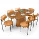 Mesa Valência com 06 Cadeiras Para Sala de Jantar Louise L02 Couríssimo Whisky - Lyam Decor