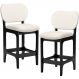 Kit 02 Banquetas Baixa Bar Cozinha E Sala De Jantar Fixa Betta L02 Preto Linho Cru - Lyam Decor