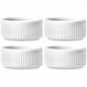 Jogo 4 Ramekins Tigelas Porcelana 130ml Canelado Germer Branco Suflês Molhos