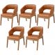 Kit 05 Cadeiras de Jantar e Estar Living Estofada Lince L02 Couríssimo Camel - Lyam Decor