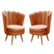 Kit 02 Poltronas Decorativa Pétala Pés Palito - Veludo Terracota