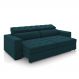 Sofá Decorativo Hugo 4 Lugares 300cm Reclinável e Retrátil Veludo Azul Marinho G45 - Gran Belo