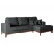 Sofá 4 Lugares Belgrado com Chaise Direito Linho Grafite 250 cm