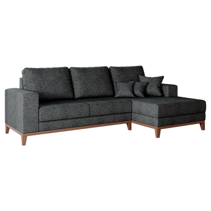 Image of Sofá 4 Lugares Belgrado Com Chaise Direito Linho Grafite 250 Cm PLA-MO173UP38HYJMOB