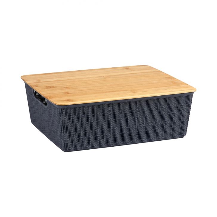 Caixa Organizadora com Tampa Oikos 12L Cinza