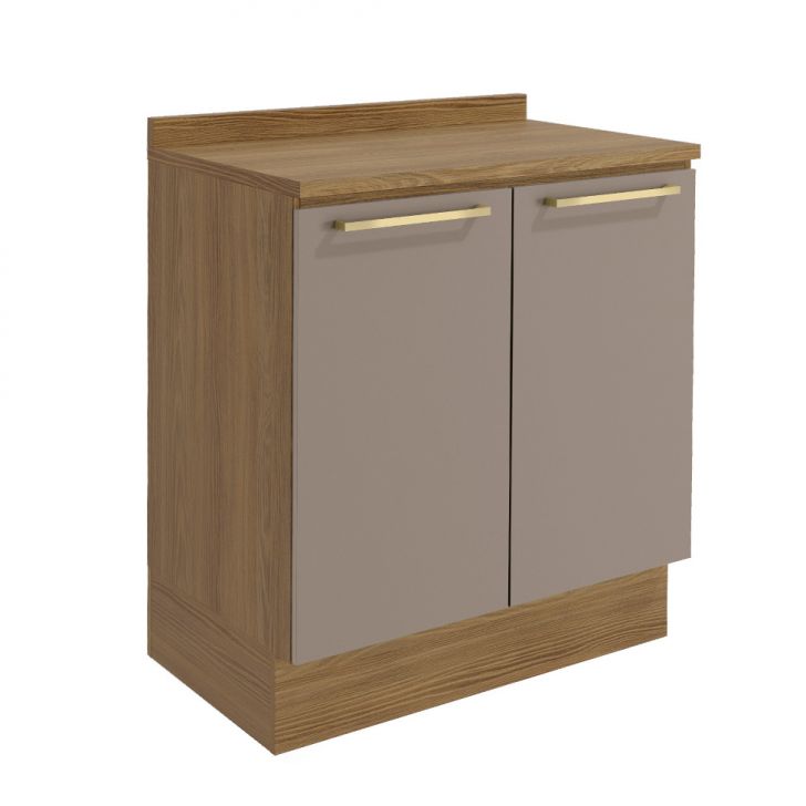 Balcão de Cozinha com Tampo Botanic 2 Portas Fendi e Nogueira