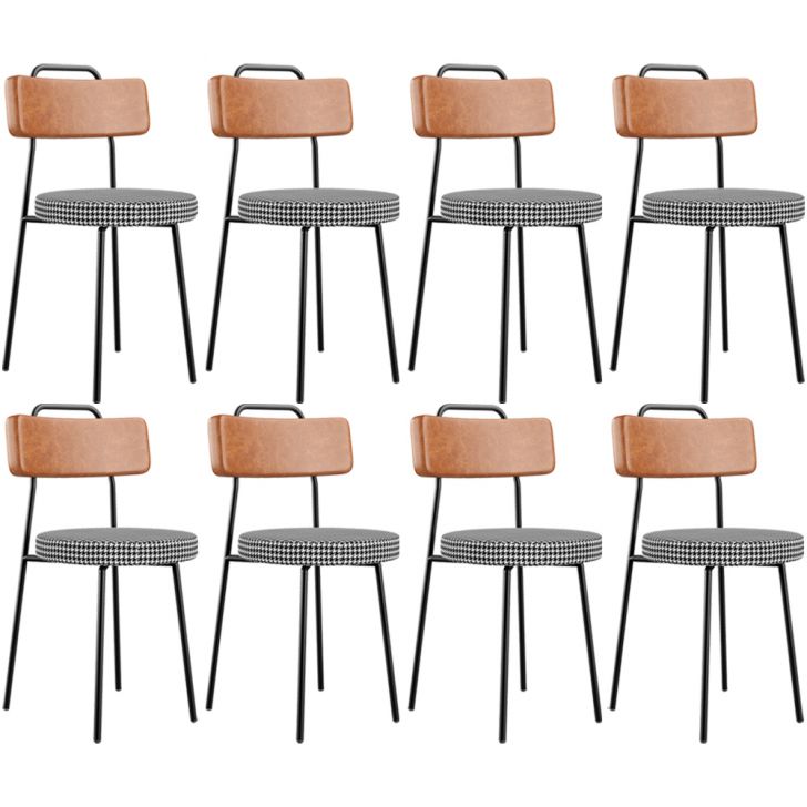 Kit 08 Cadeiras Decorativas Estofada Sala Jantar Barcelona L02 Couríssimo Camel Pied Poule - Lyam