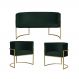 Kit 2 Poltronas Decorativa Sala de Estar Luana + Namoradeira Base Gold Veludo Verde - Montanaris Decor