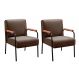 Kit 02 Poltronas Decorativas Jade Braço Fixo Preto - Veludo Marrom