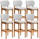 Kit 6 Banquetas Alta Bar Cozinha Sala Jantar Fixa Betta L02 Imbuia Linho Cinza - Lyam Decor