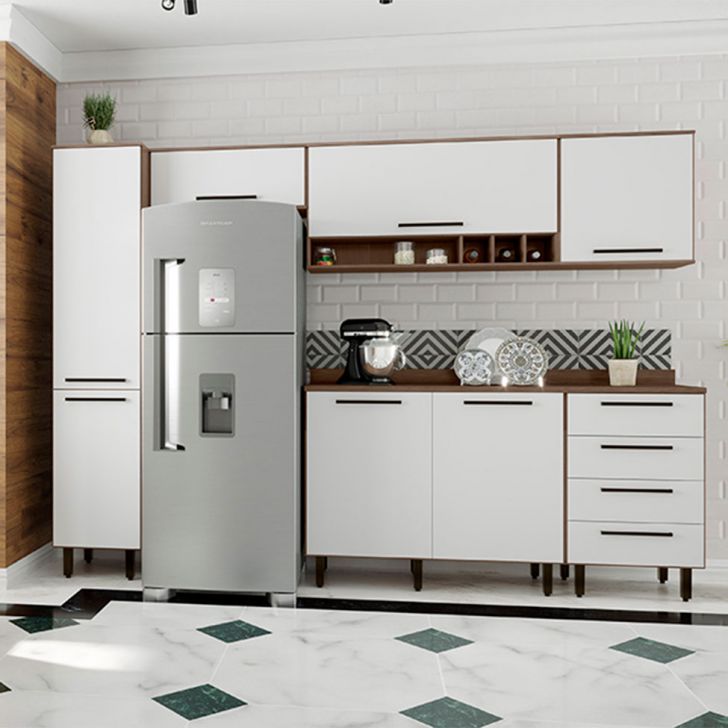 Cozinha Compacta Evolution 7 PT 4 GV Branco e Tannat