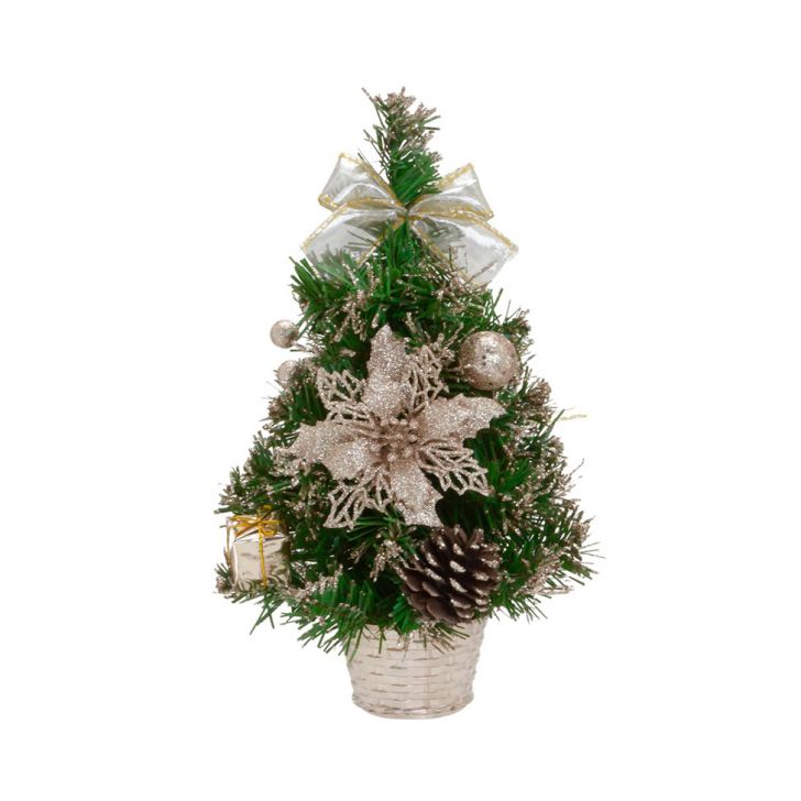 Miniárvore Natalina Decorada Espressione Verde e Champanhe 31 cm