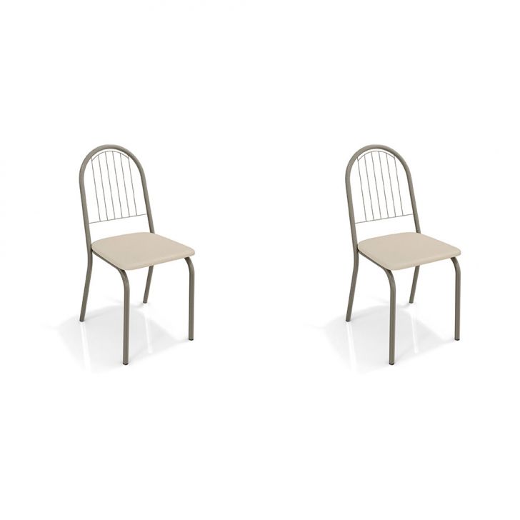 Conjunto com 2 Cadeiras Noruega Nickel e Nude