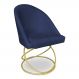 Cadeira Poltrona de Jantar Bela Veludo Azul Marinho Base Metálica Luxo Dourado - Pallazio
