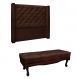 Conjunto de Cabeceira Casal com Recamier Vicenza Suede Café